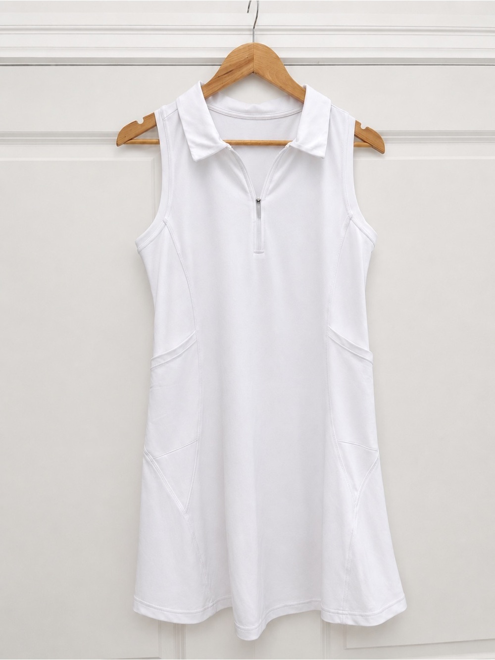 ZELLA White Sleeveless Polo Dress with Zip